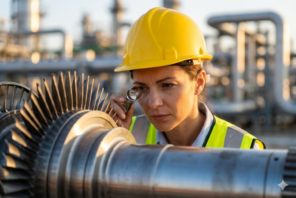 CMT engineer inspecting industrial equipment quality assurance